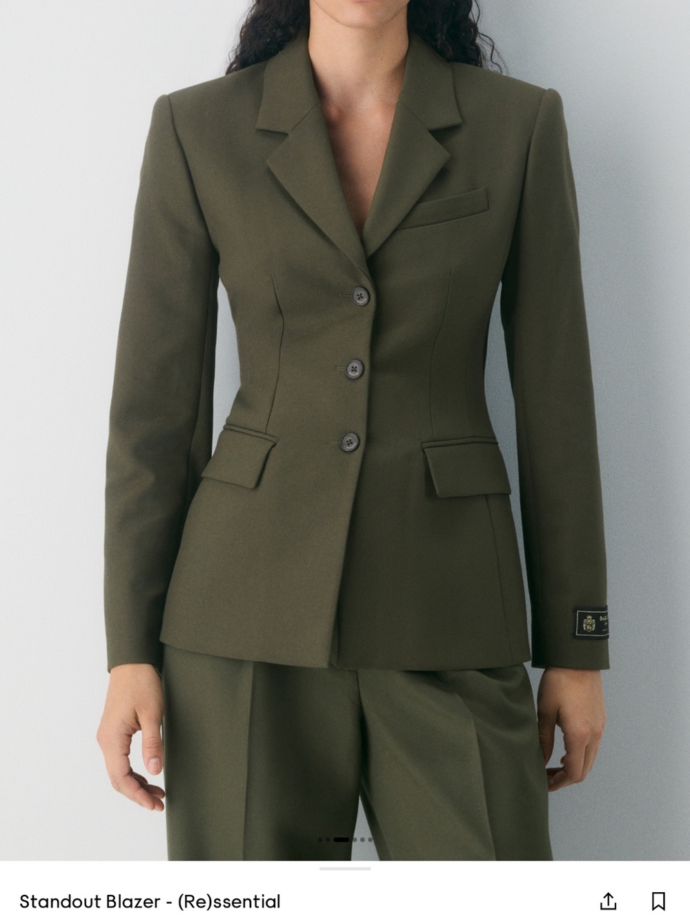 Aritzia Olive Green Tailored Blazer